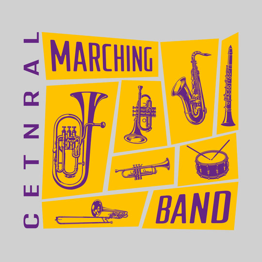 Central Wolves - Marching Band - Instrument Collage with School Name