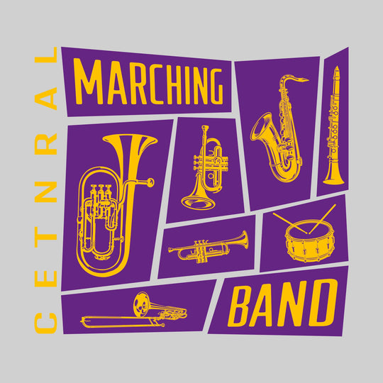 Central Wolves - Marching Band - Instrument Collage with School Name