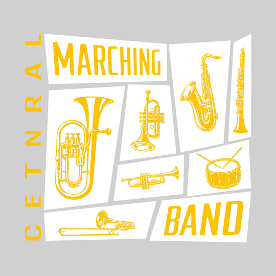 Central Wolves - Marching Band - Instrument Collage with School Name