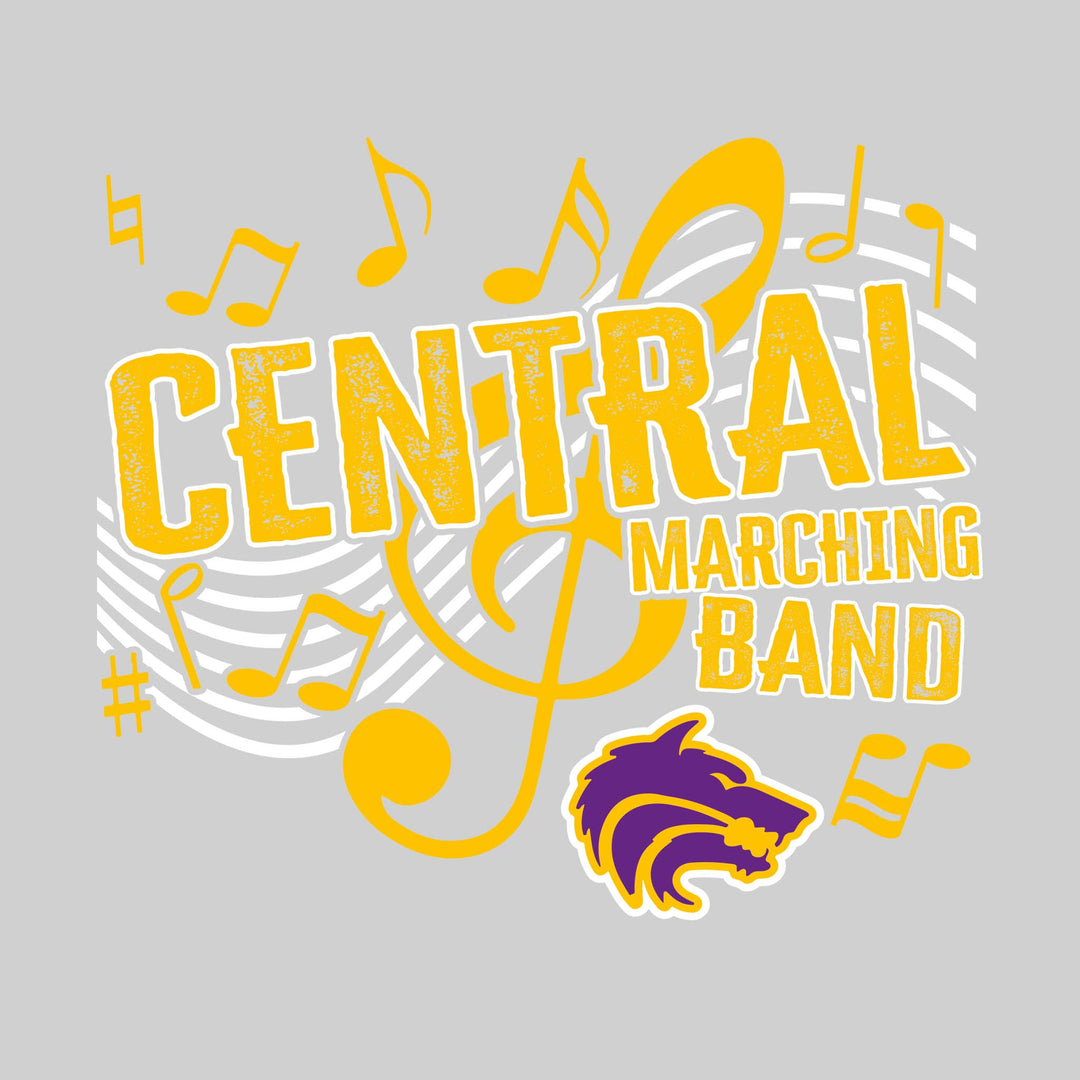 Central Wolves - Marching Band - School Name with Treble Clef &amp; Music Notes