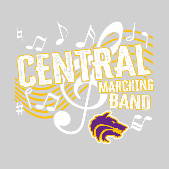 Central Wolves - Marching Band - School Name with Treble Clef &amp; Music Notes