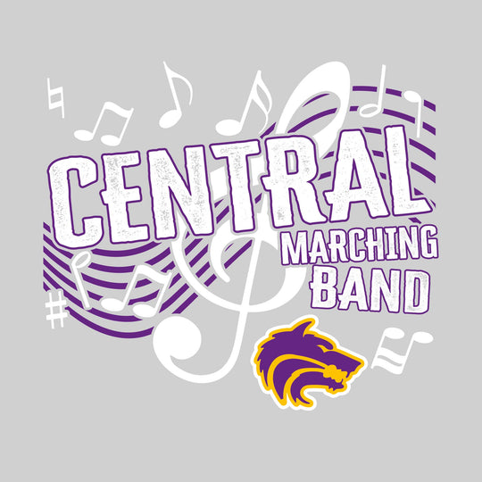 Central Wolves - Marching Band - School Name with Treble Clef &amp; Music Notes