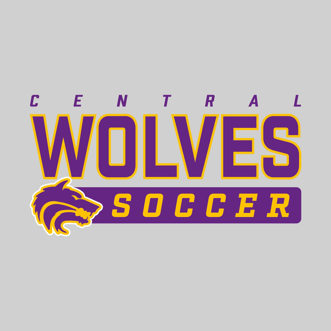 Central Wolves - Soccer - Outlined Mascot Name with Mascot &amp; Soccer