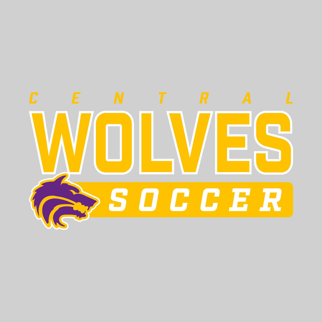 Central Wolves - Soccer - Outlined Mascot Name with Mascot &amp; Soccer