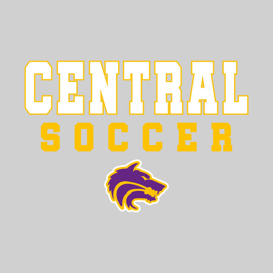 Central Wolves - Soccer - Outlined School Name with Soccer &amp; Mascot