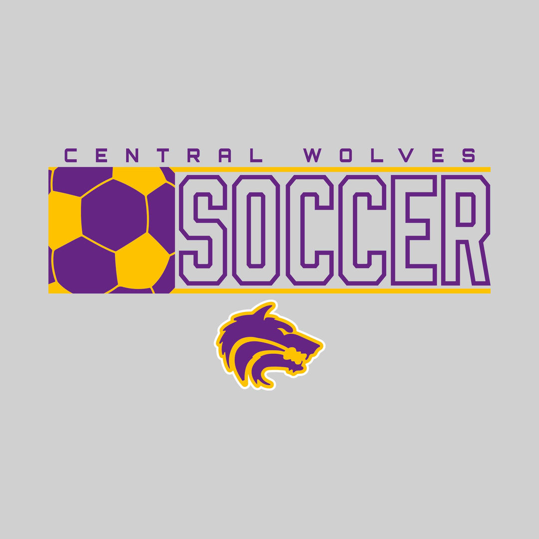 Central Wolves - Soccer - School Name with Squared Soccer Ball &amp; Mascot