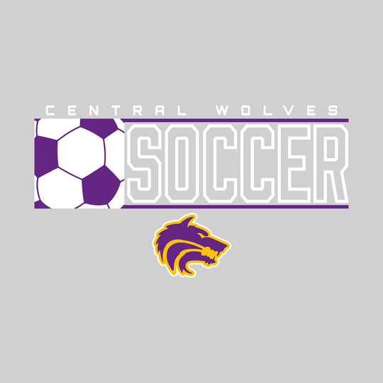 Central Wolves - Soccer - School Name with Squared Soccer Ball &amp; Mascot