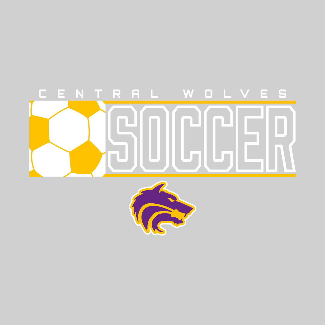 Central Wolves - Soccer - School Name with Squared Soccer Ball &amp; Mascot