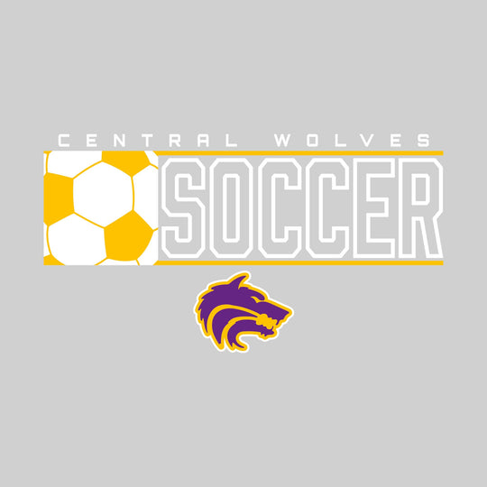 Central Wolves - Soccer - School Name with Squared Soccer Ball &amp; Mascot