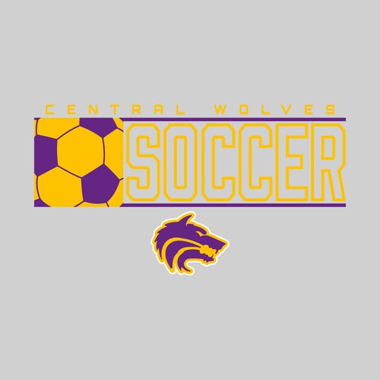 Central Wolves - Soccer - School Name with Squared Soccer Ball &amp; Mascot