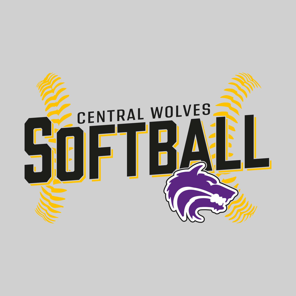 Central Wolves - Softball - Angled Softball with Threads
