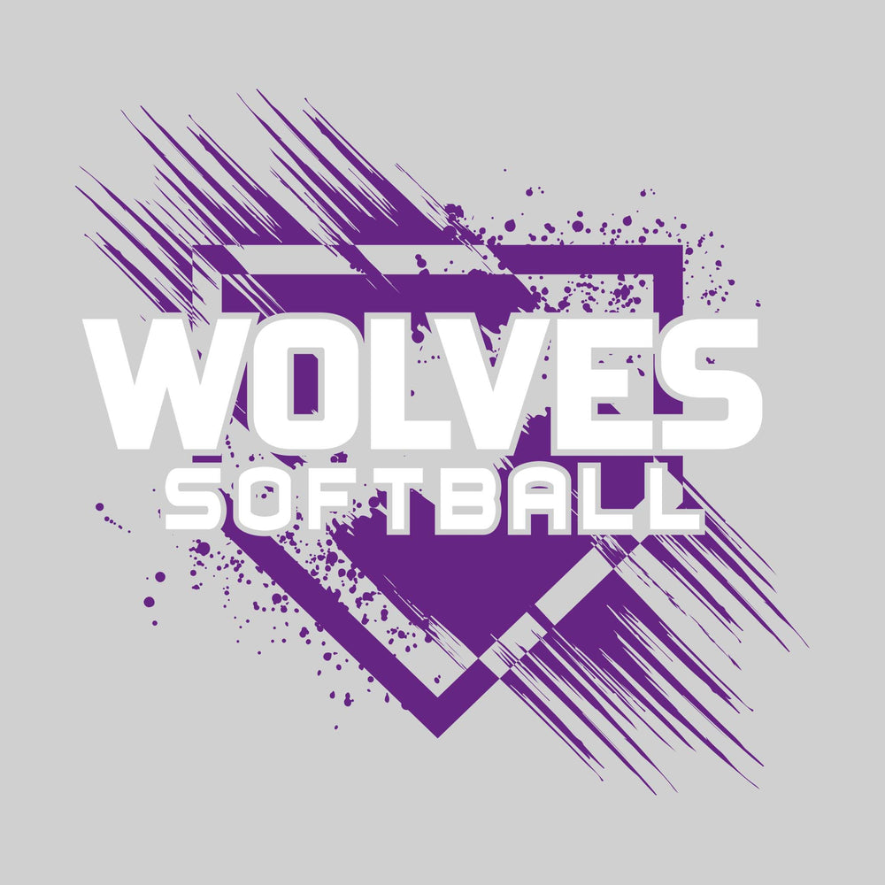 Central Wolves - Softball - Home Plate with Brush Strokes