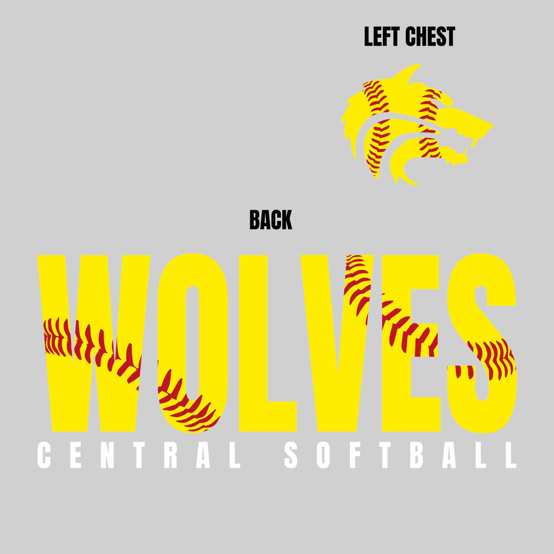 Central Wolves - Softball - Yellow Wolves with Threads