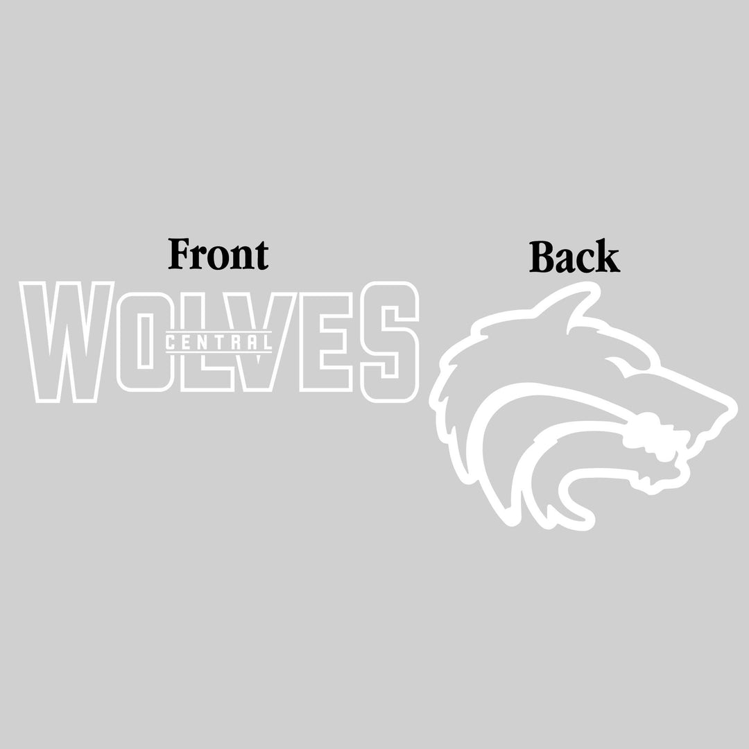 Central Wolves - Spirit Wear - Black & White - Mascot Name with Back Mascot