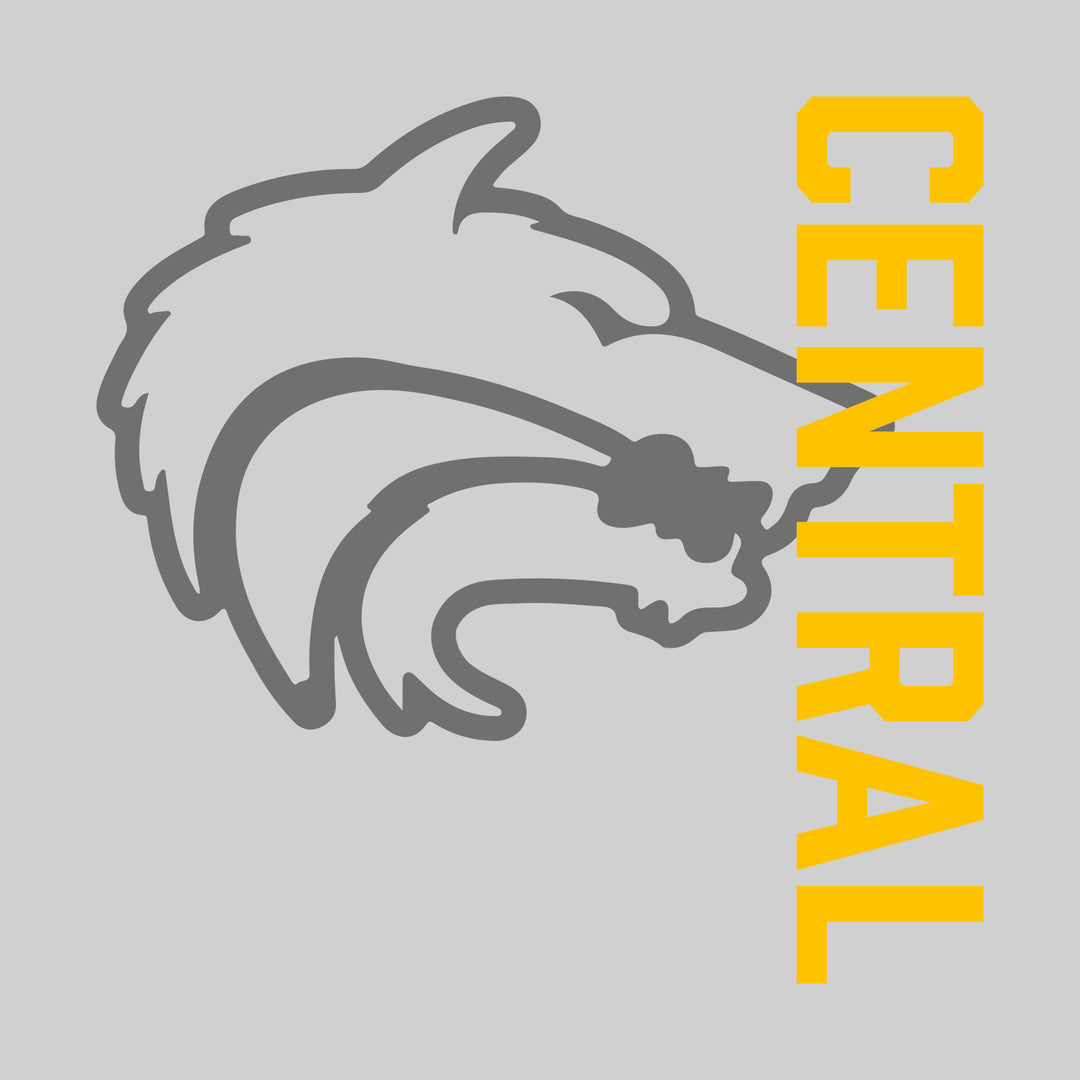 Central Wolves - Spirit Wear - Gray Mascot with Vertical School Name