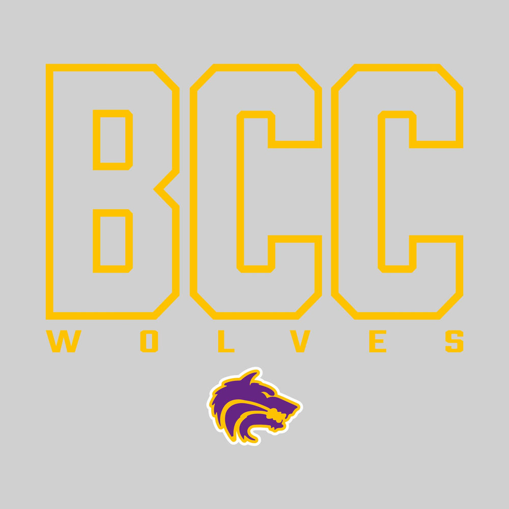 Central Wolves - Spirit Wear - Outlined School Acronym with Mascot Name & Mascot
