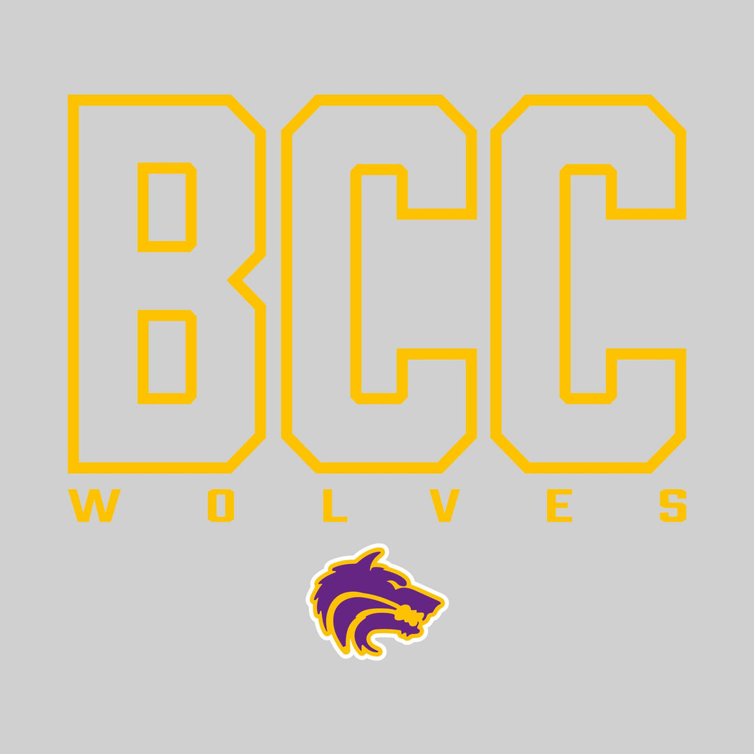 Central Wolves - Spirit Wear - Outlined School Acronym with Mascot Name &amp; Mascot