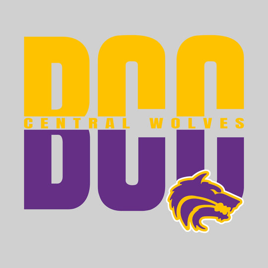 Central Wolves - Spirit Wear - Split-Color Oversized School Acronym with School Name