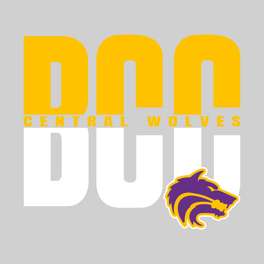 Central Wolves - Spirit Wear - Split-Color Oversized School Acronym with School Name
