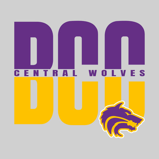 Central Wolves - Spirit Wear - Split-Color Oversized School Acronym with School Name