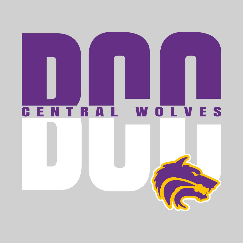 Central Wolves - Spirit Wear - Split-Color Oversized School Acronym with School Name
