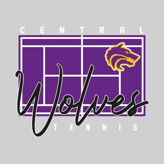 Central Wolves - Tennis - Tennis Court with School Name and Mascot