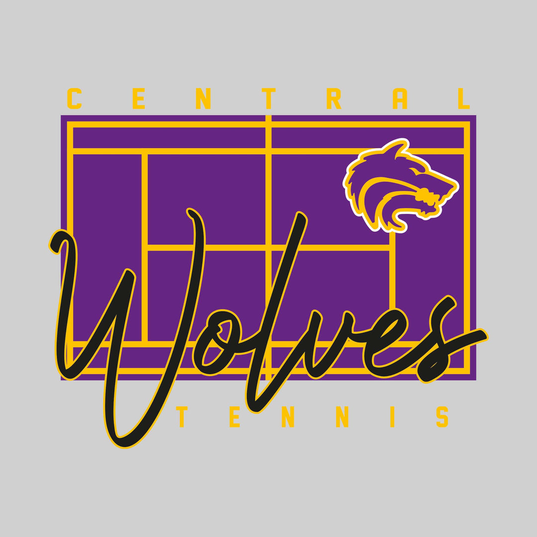 Central Wolves - Tennis - Tennis Court with School Name and Mascot