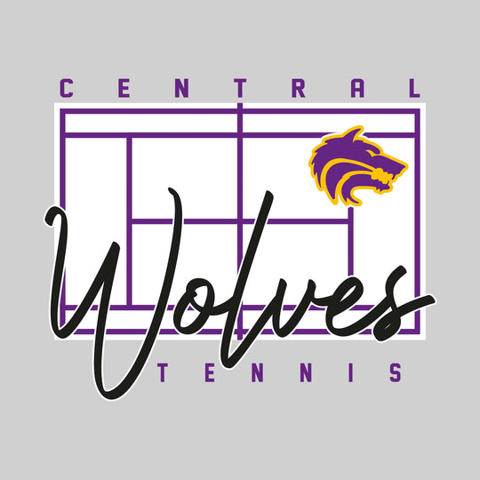 Central Wolves - Tennis - Tennis Court with School Name and Mascot