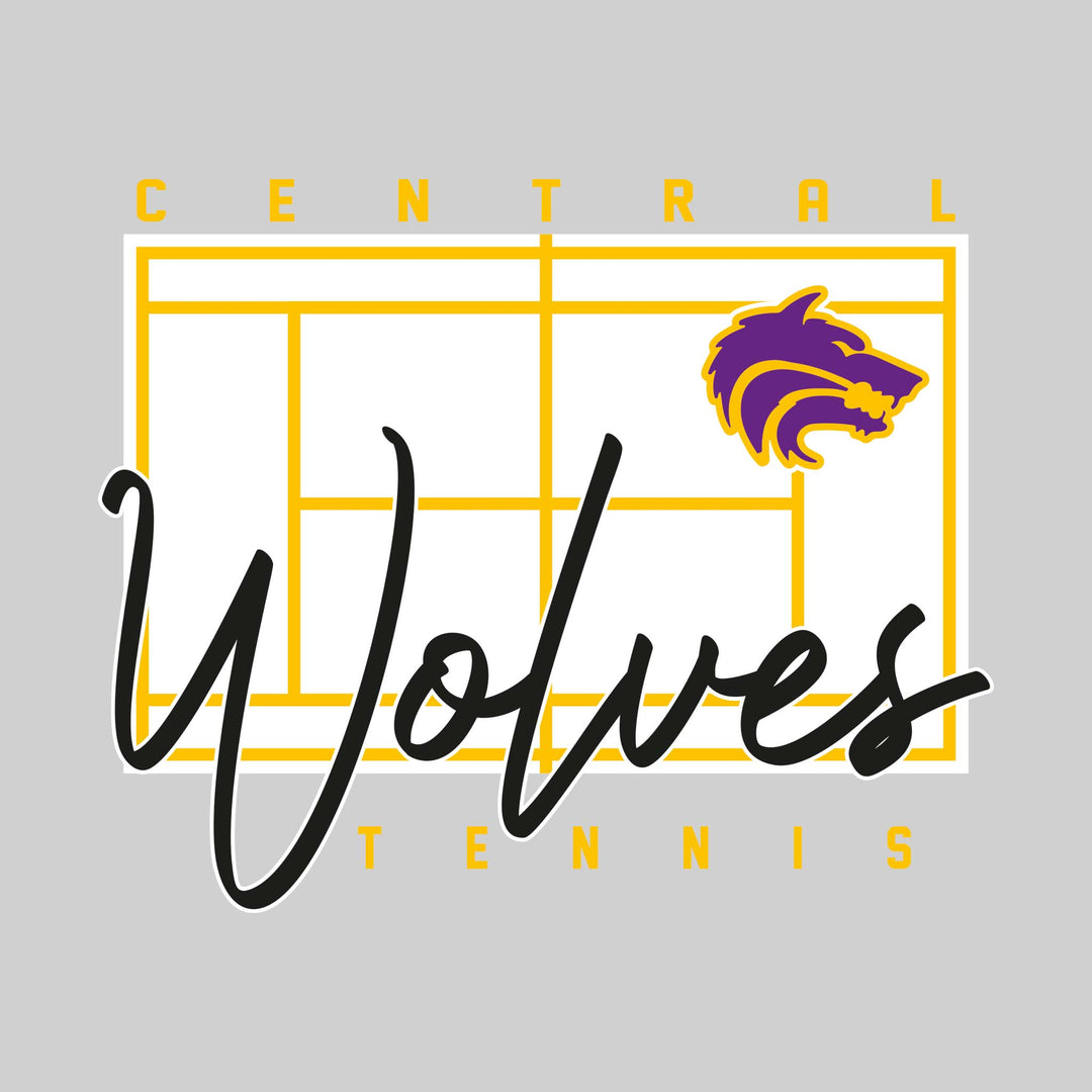 Central Wolves - Tennis - Tennis Court with School Name and Mascot
