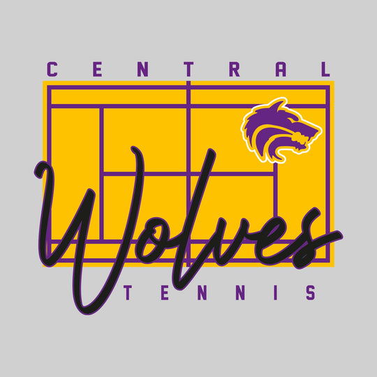 Central Wolves - Tennis - Tennis Court with School Name and Mascot
