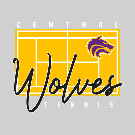 Central Wolves - Tennis - Tennis Court with School Name and Mascot