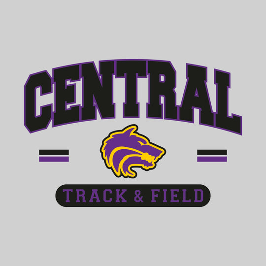 Central Wolves - Track & Field - Arched School Name Over Mascot with School Color Bars