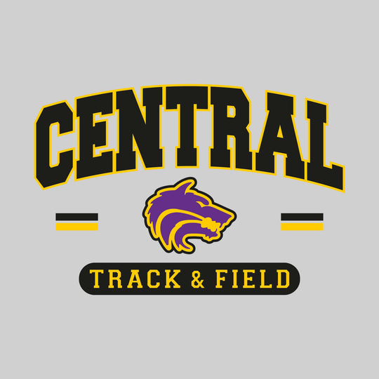Central Wolves - Track & Field - Arched School Name Over Mascot with School Color Bars
