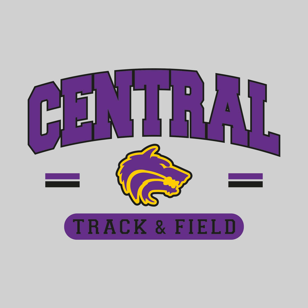 Central Wolves - Track & Field - Arched School Name Over Mascot with School Color Bars