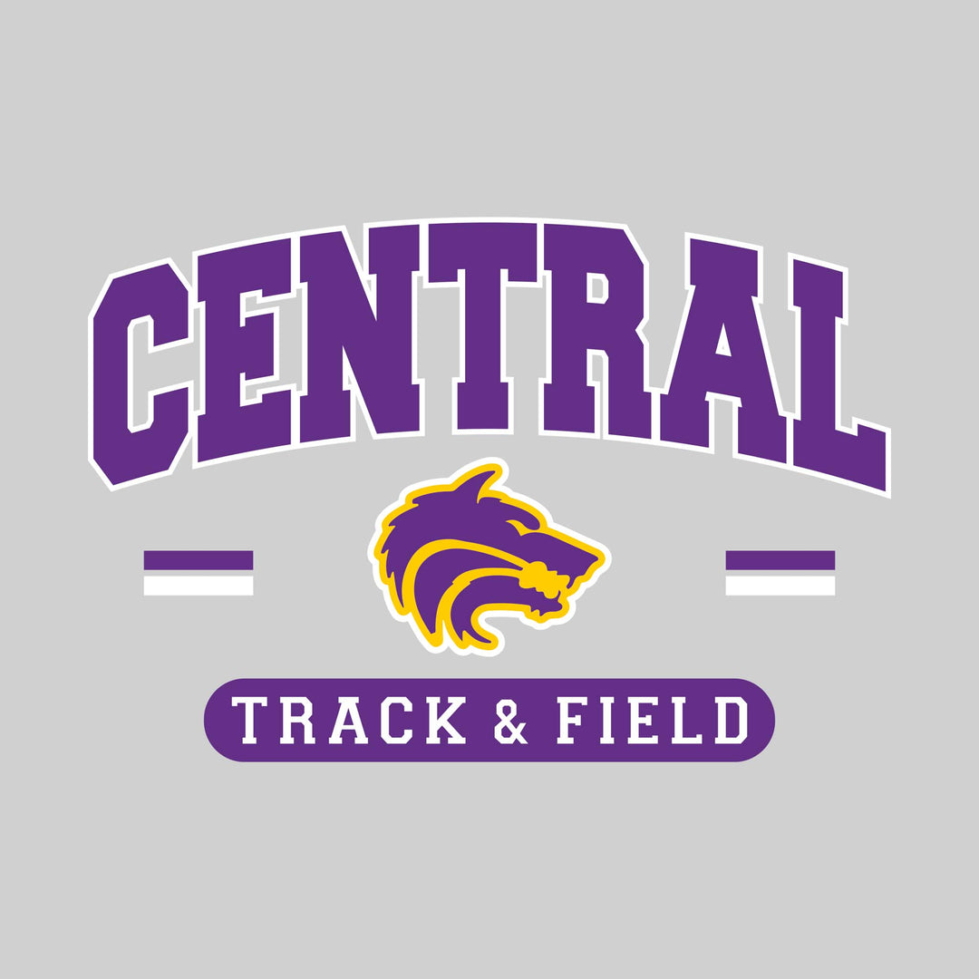 Central Wolves - Track & Field - Arched School Name Over Mascot with School Color Bars