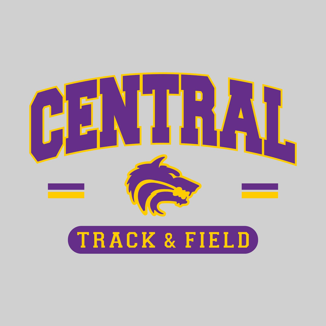 Central Wolves - Track & Field - Arched School Name Over Mascot with School Color Bars