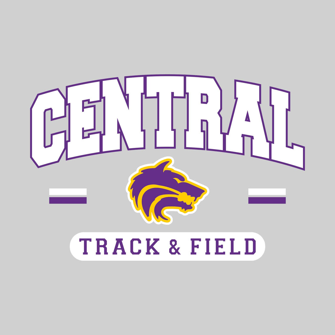Central Wolves - Track & Field - Arched School Name Over Mascot with School Color Bars