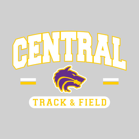 Central Wolves - Track & Field - Arched School Name Over Mascot with School Color Bars