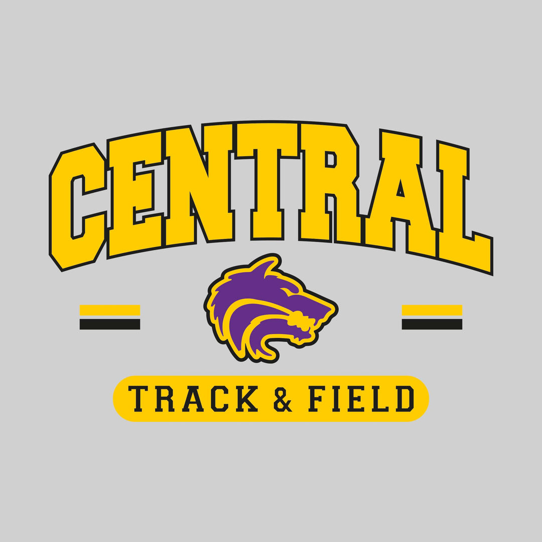 Central Wolves - Track & Field - Arched School Name Over Mascot with School Color Bars