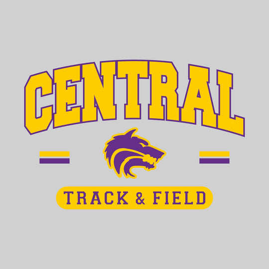 Central Wolves - Track & Field - Arched School Name Over Mascot with School Color Bars