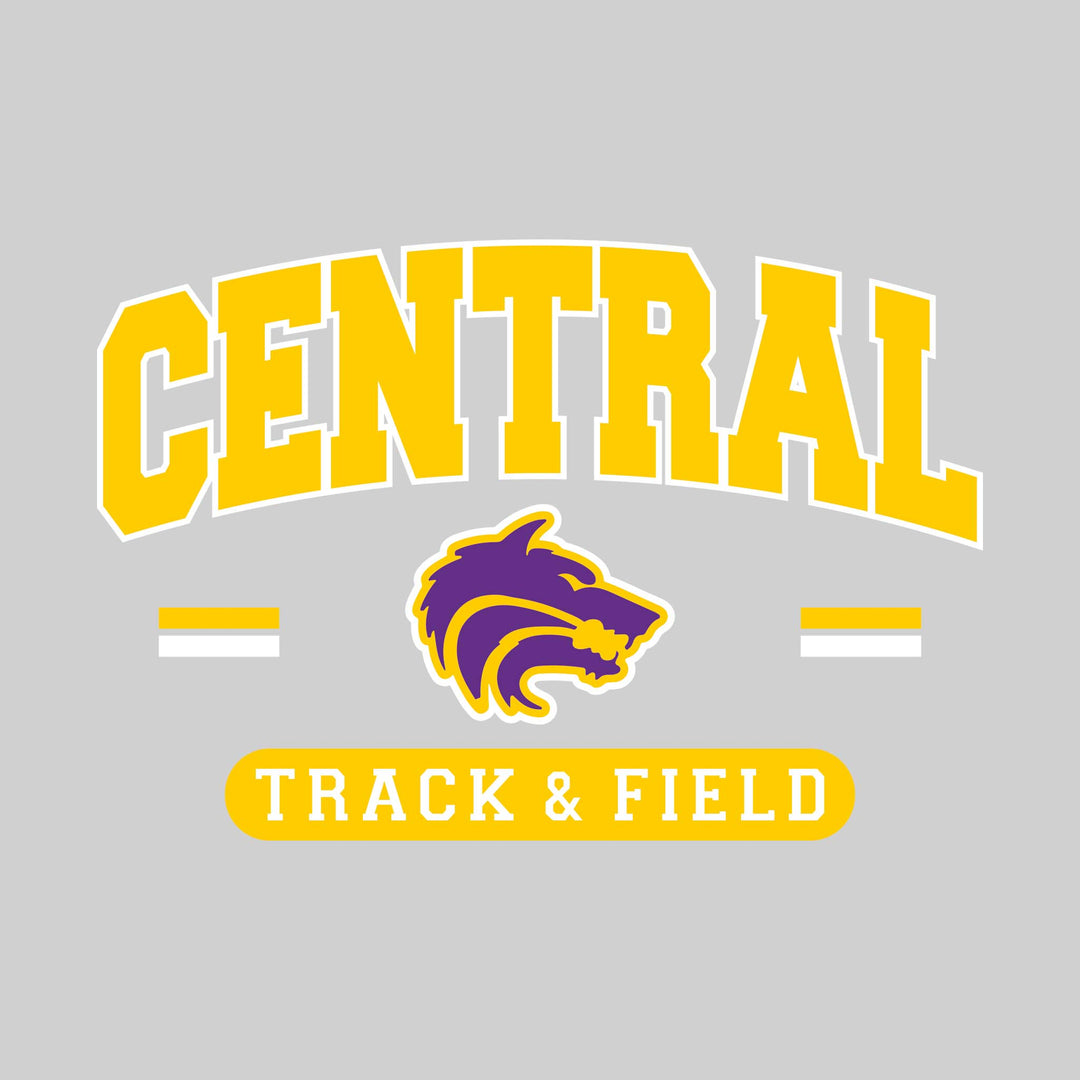 Central Wolves - Track & Field - Arched School Name Over Mascot with School Color Bars