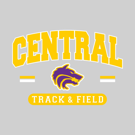 Central Wolves - Track & Field - Arched School Name Over Mascot with School Color Bars
