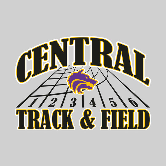 Central Wolves - Track & Field - Arched School Name with Mascot & Track Lanes