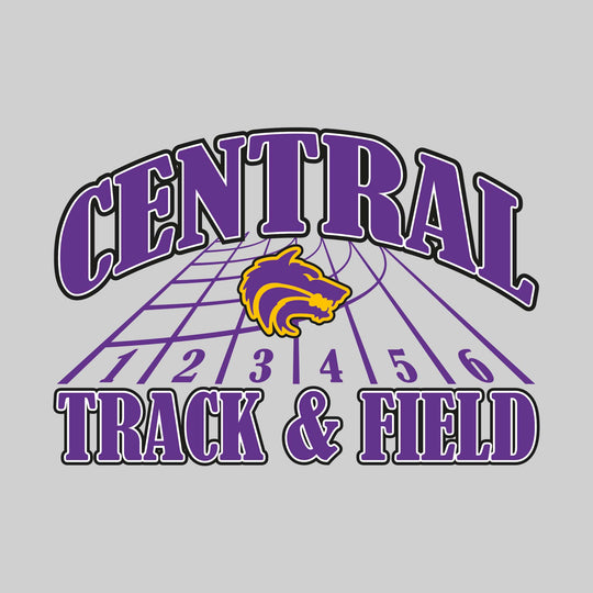 Central Wolves - Track & Field - Arched School Name with Mascot & Track Lanes