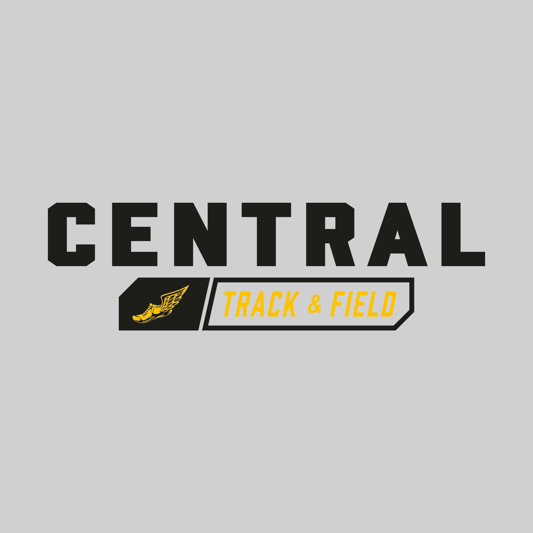 Central Wolves - Track & Field - School Name with Track & Field and Winged Shoe