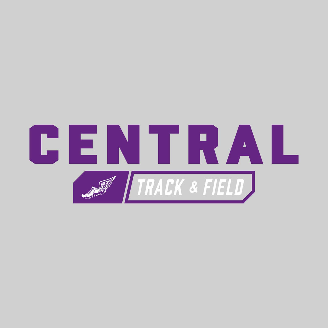 Central Wolves - Track & Field - School Name with Track & Field and Winged Shoe