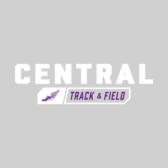 Central Wolves - Track & Field - School Name with Track & Field and Winged Shoe