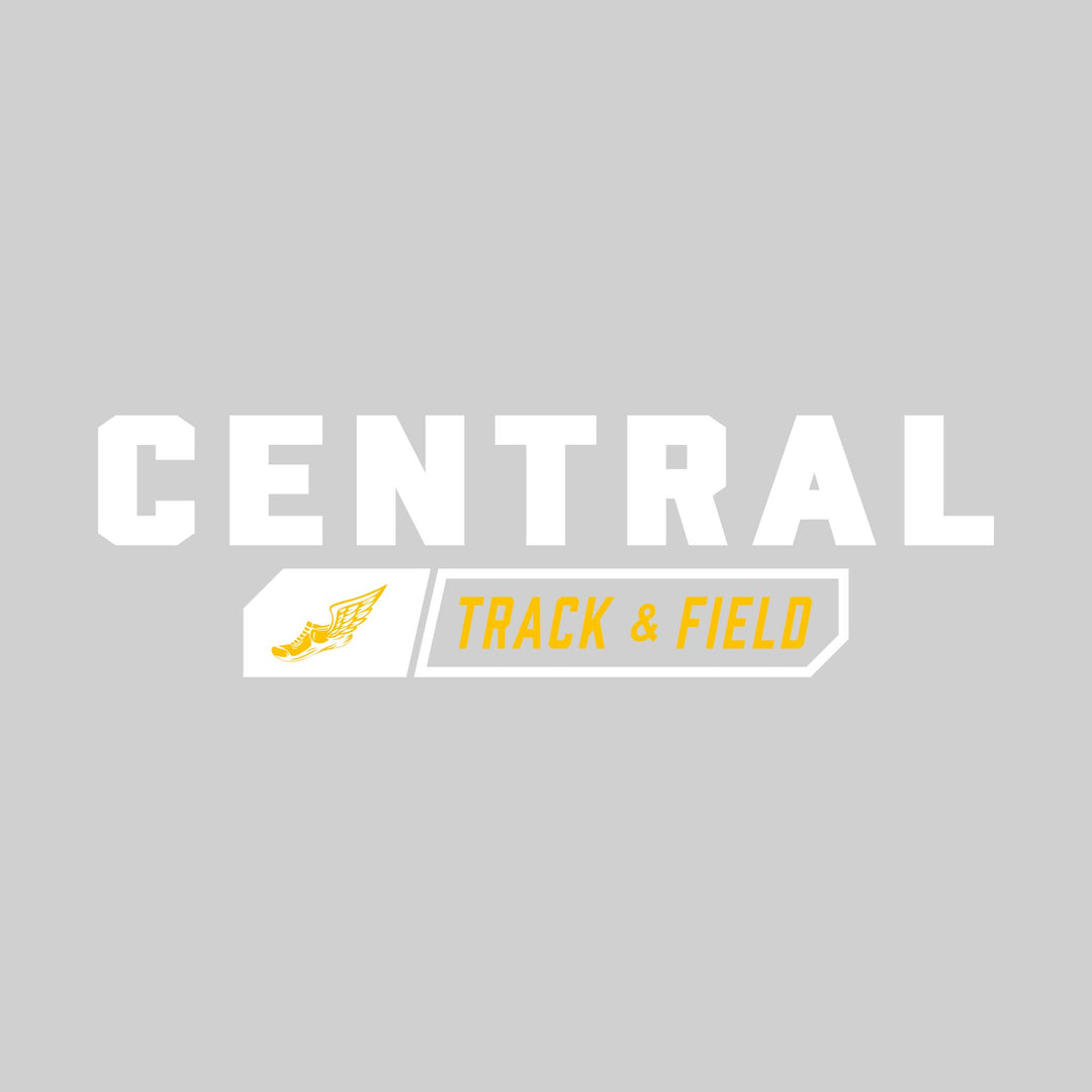Central Wolves - Track & Field - School Name with Track & Field and Winged Shoe