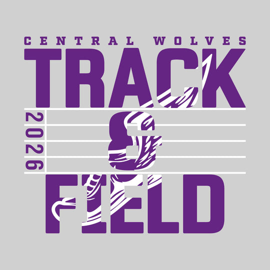 Central Wolves - Track &amp; Field - Track Lanes with Year and Winged Shoe