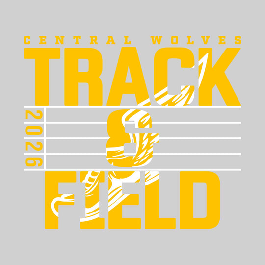 Central Wolves - Track &amp; Field - Track Lanes with Year and Winged Shoe